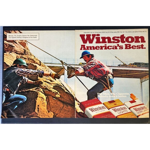 Winston Cigarettes "America's Best: Bridge Construction" 2-page Print Ad 1982 - Picture 1 of 2